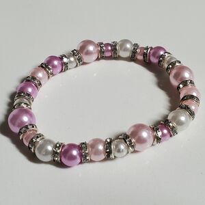 Elegant Pink and White Beaded Bracelet